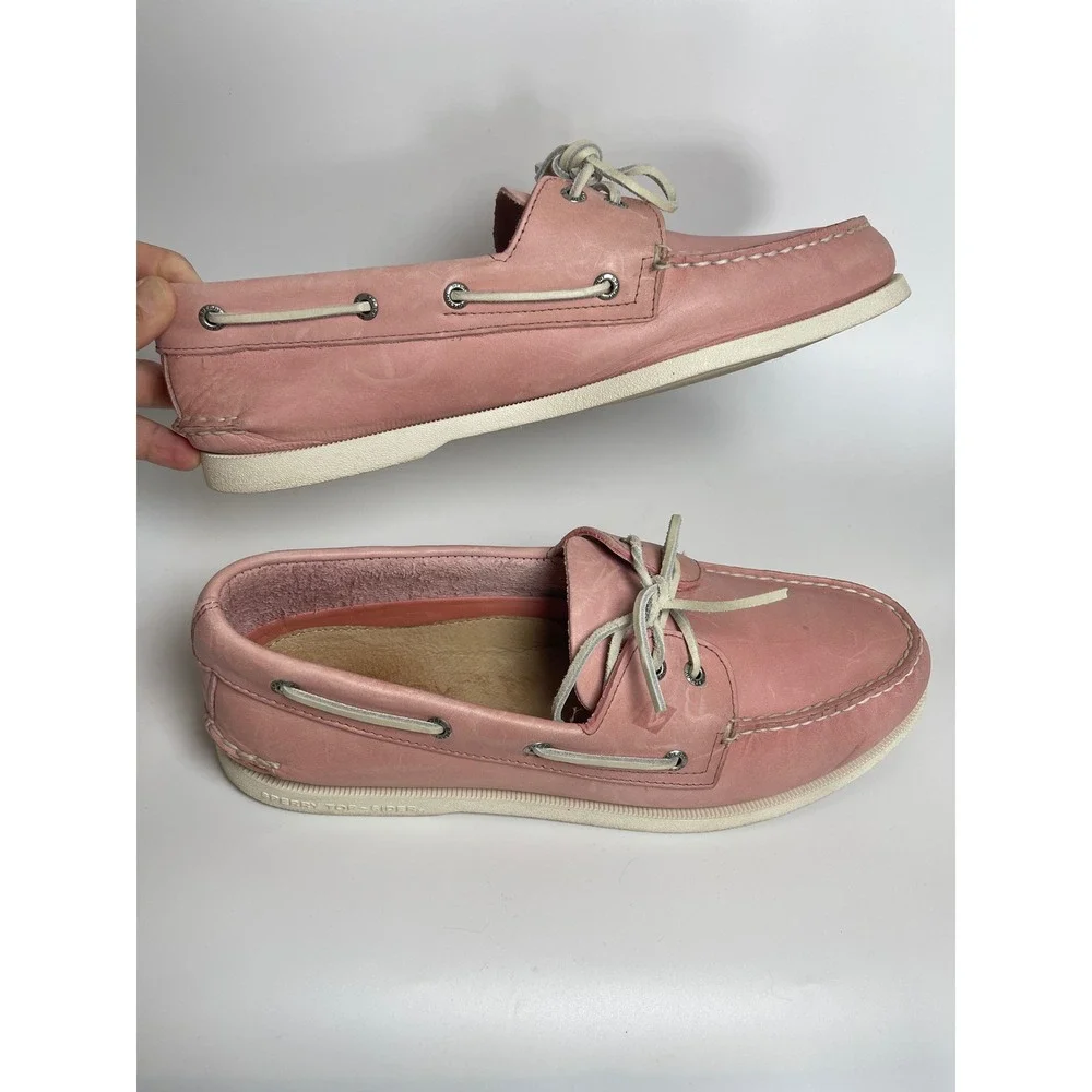 Sperry Top-Sider Authentic Original Men 12 M Pink Leather Boat Shoes Resort
